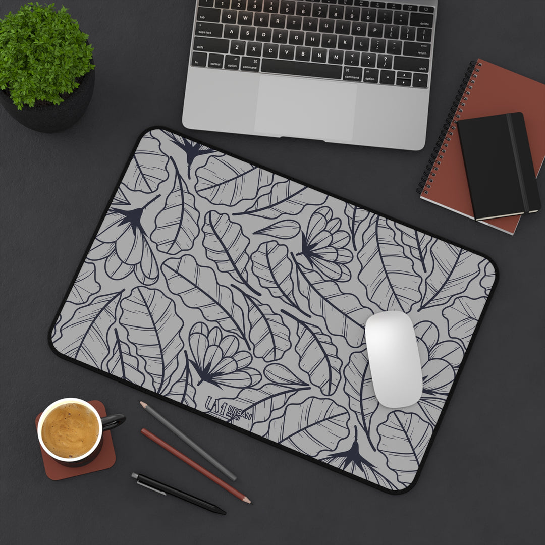 Desk Mat - Gray Tropical Floral Design