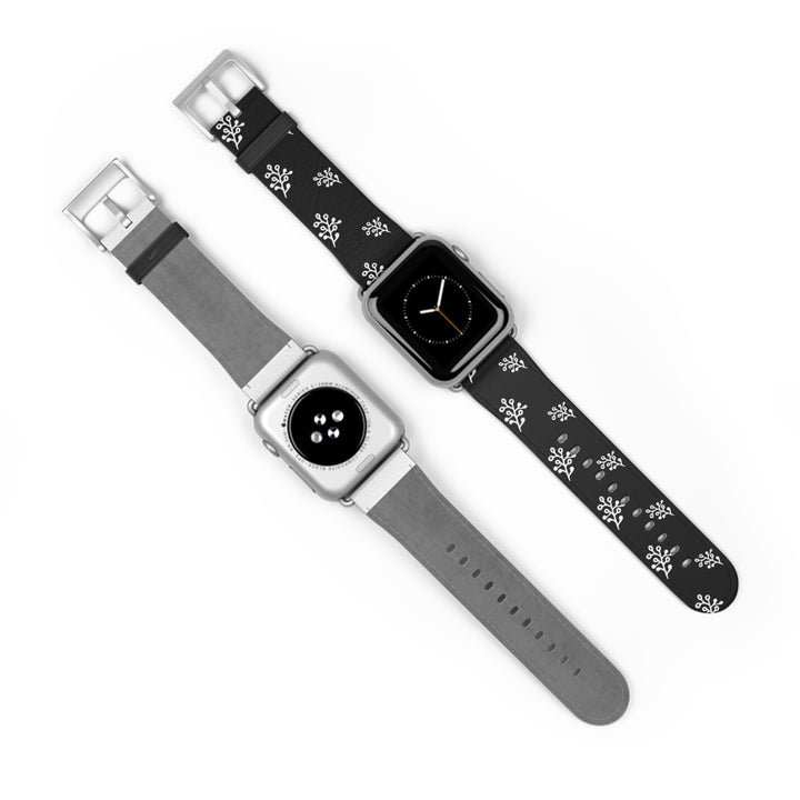 Elegant Floral Faux Leather Watch Band for Apple Watch