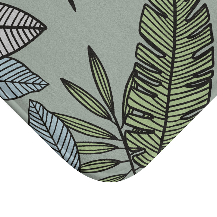 Bath Mat - Tropical Green Leaf Design