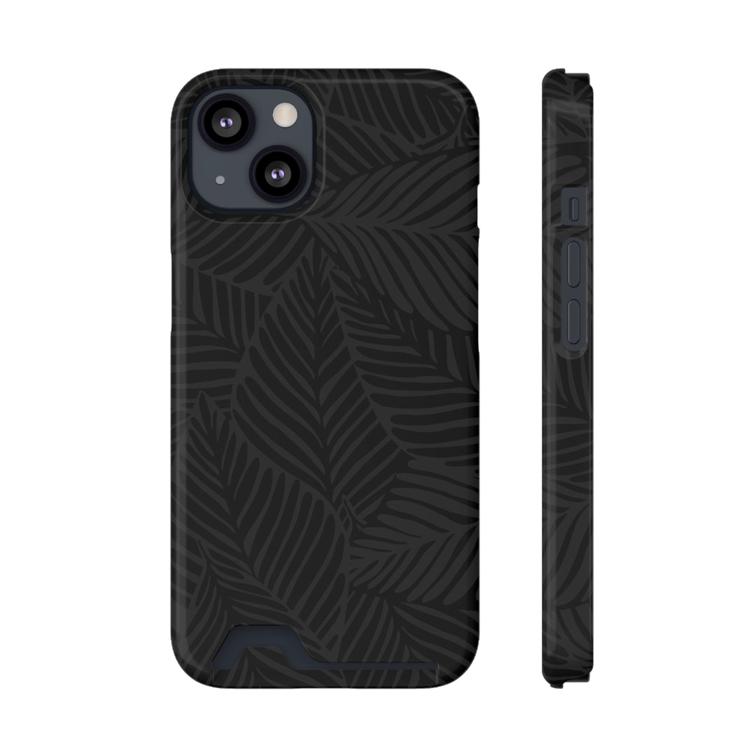 Black Leaf Cardholder Phone Case – Slim & Durable Design