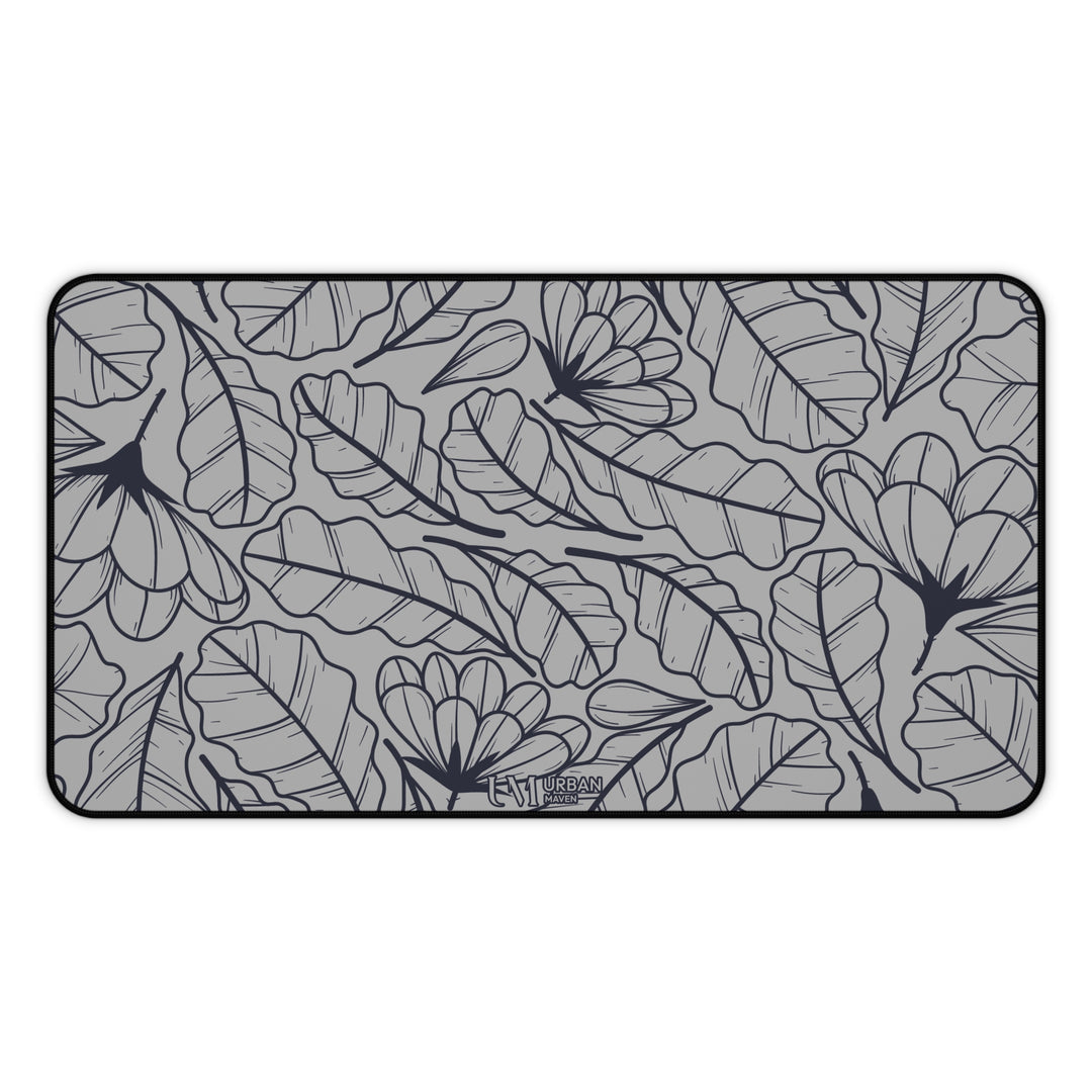 Desk Mat - Gray Tropical Floral Design