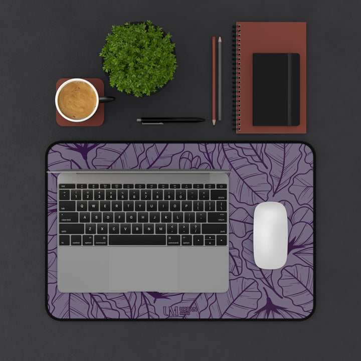 Urban Maven Desk Mat - Purple Tropical Leaf Design