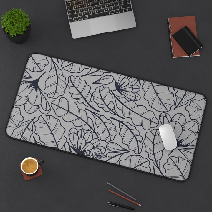 Desk Mat - Gray Tropical Floral Design