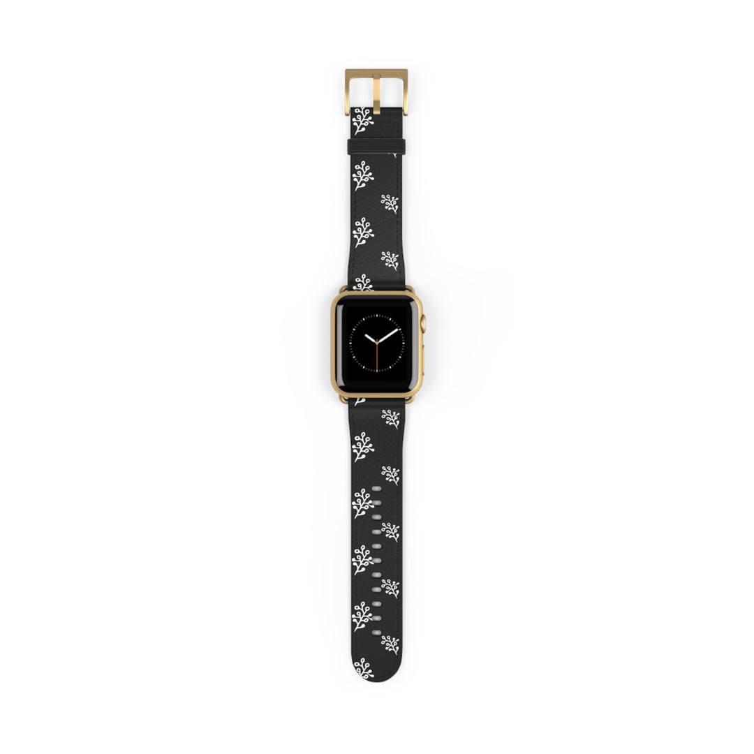 Elegant Floral Faux Leather Watch Band for Apple Watch