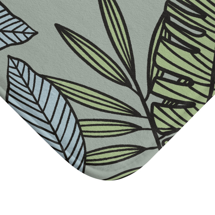 Bath Mat - Tropical Green Leaf Design