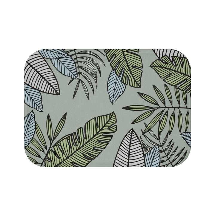 Bath Mat - Tropical Green Leaf Design