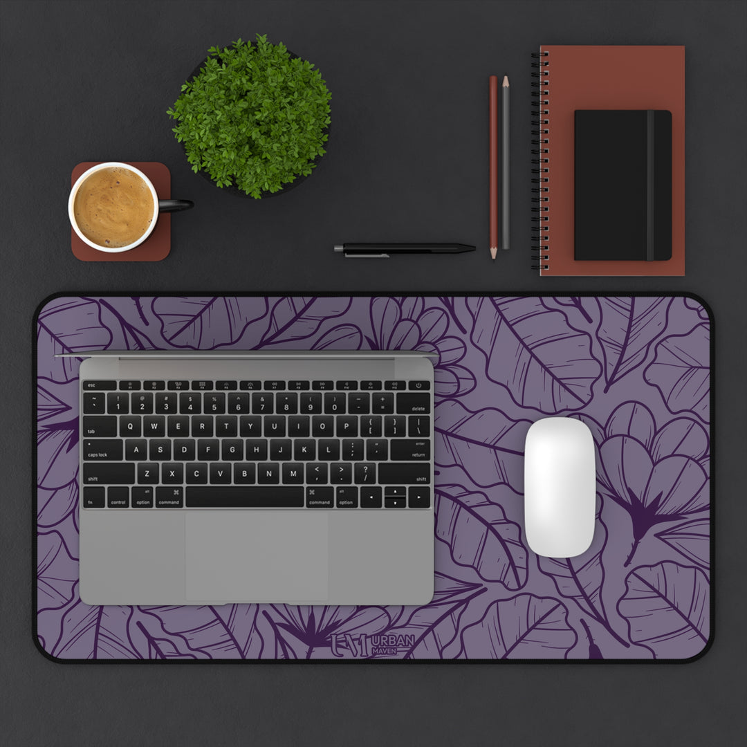 Urban Maven Desk Mat - Purple Tropical Leaf Design