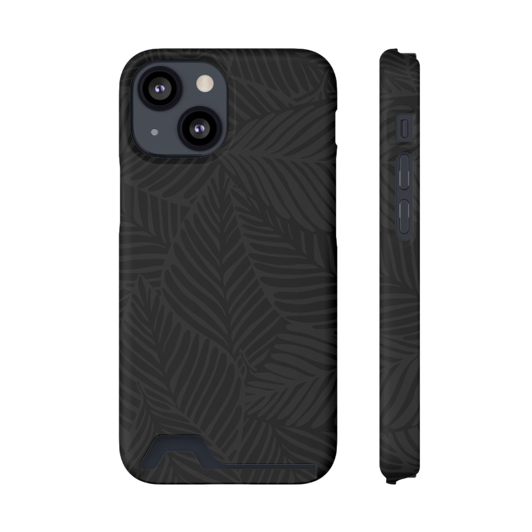 Black Leaf Cardholder Phone Case – Slim & Durable Design