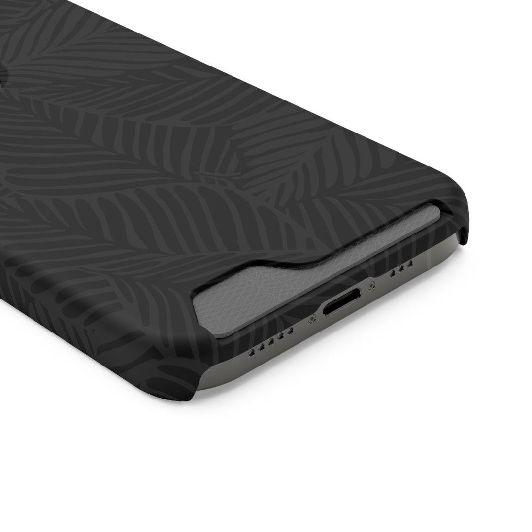 Black Leaf Cardholder Phone Case – Slim & Durable Design