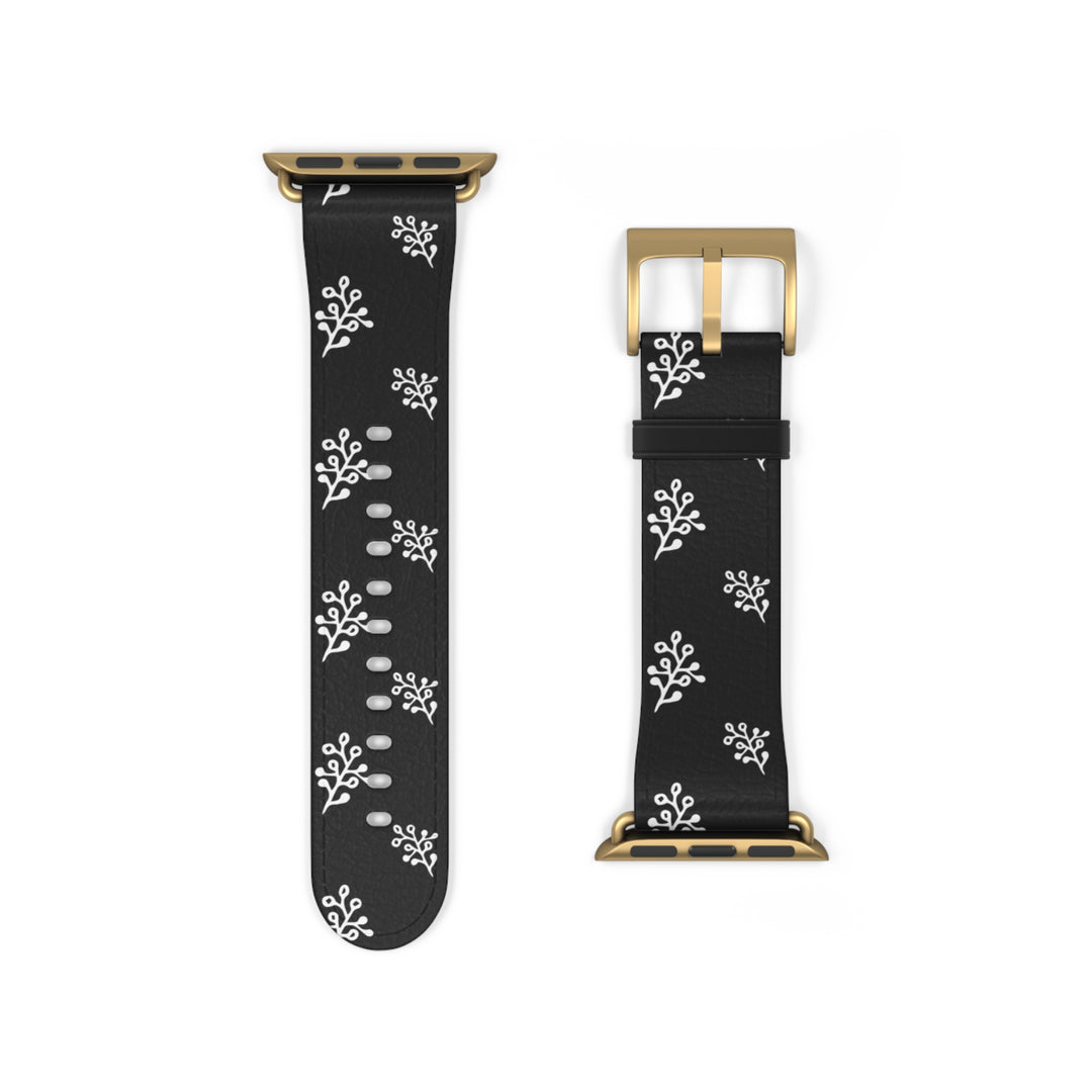 Elegant Floral Faux Leather Watch Band for Apple Watch