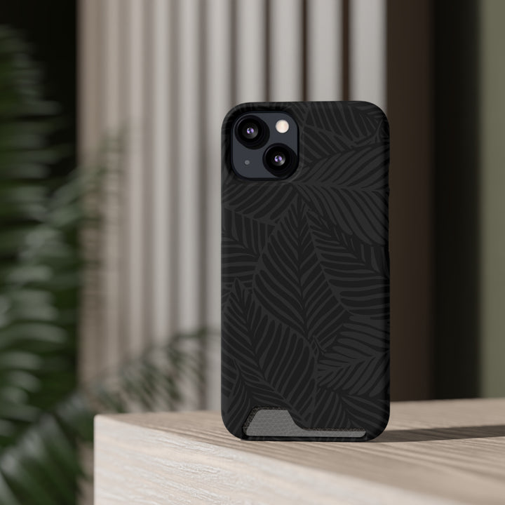 Black Leaf Cardholder Phone Case – Slim & Durable Design