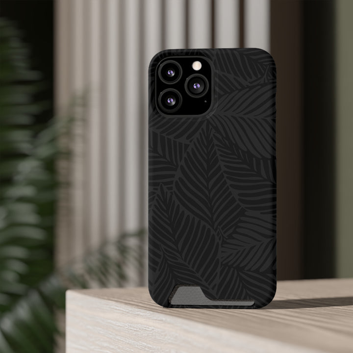 Black Leaf Cardholder Phone Case – Slim & Durable Design