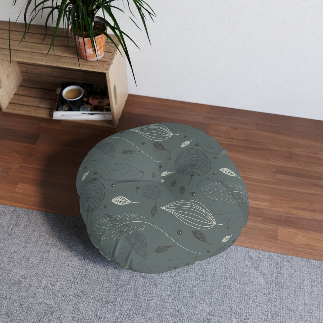 Modern and Minimalist Tufted Floor Pillow, Round Design