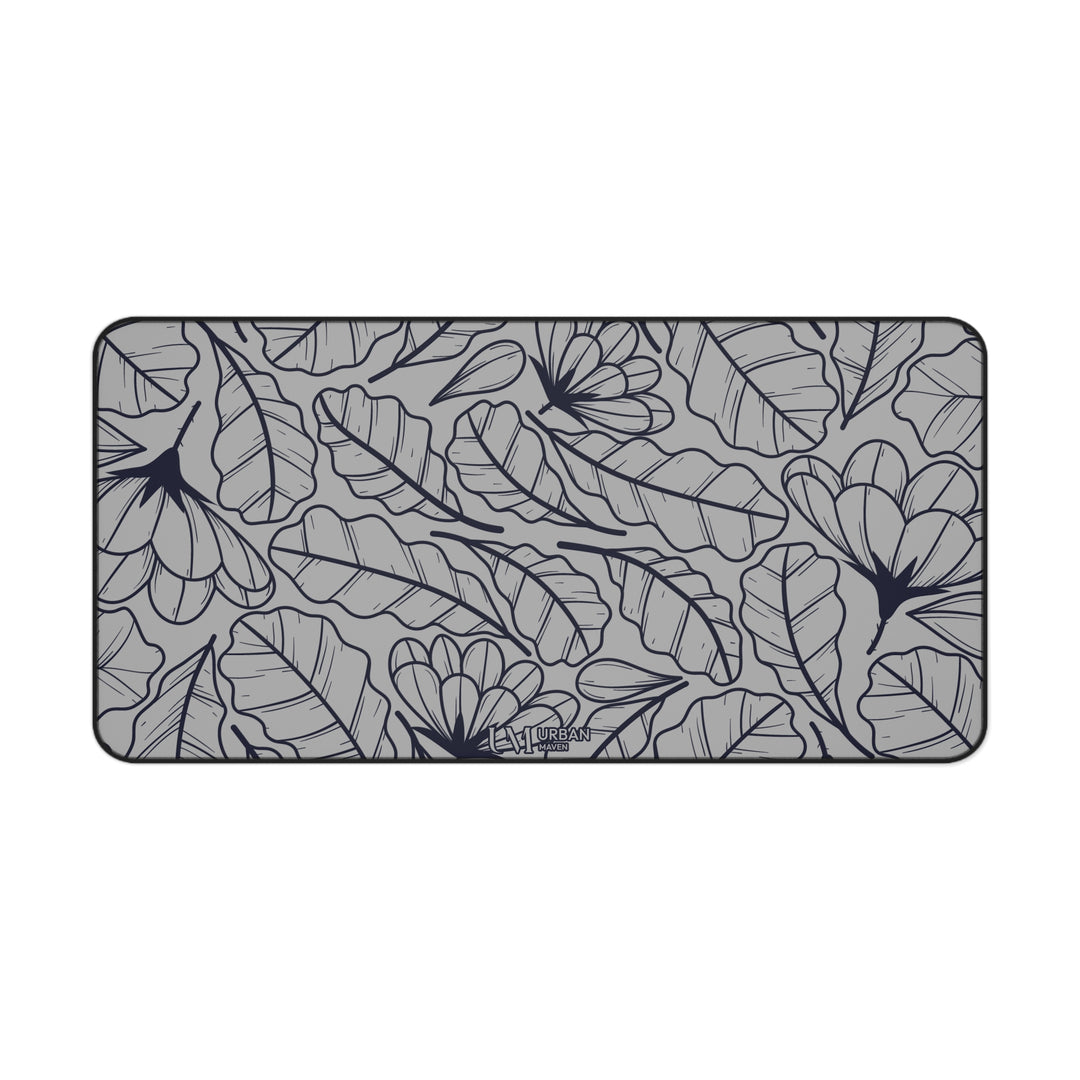 Desk Mat - Gray Tropical Floral Design