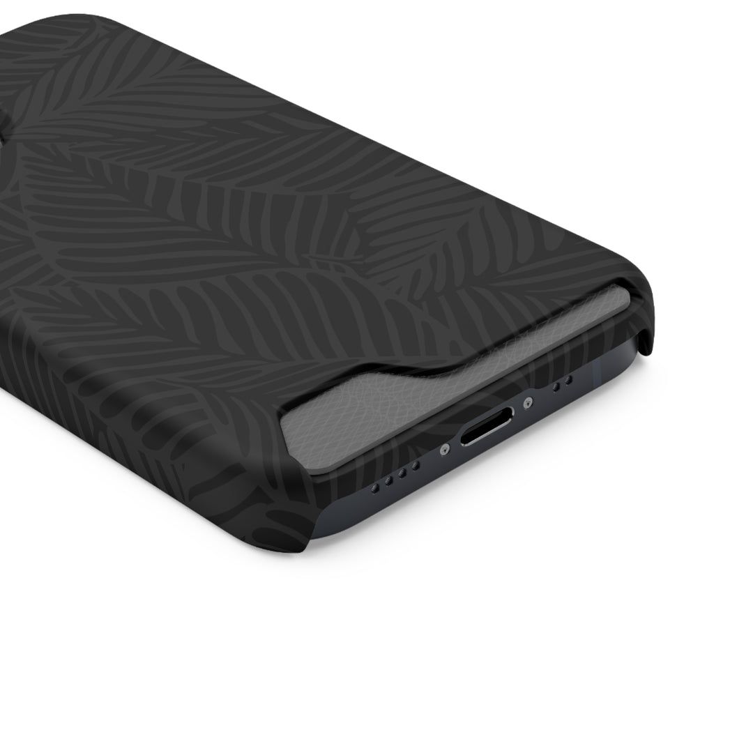 Black Leaf Cardholder Phone Case – Slim & Durable Design