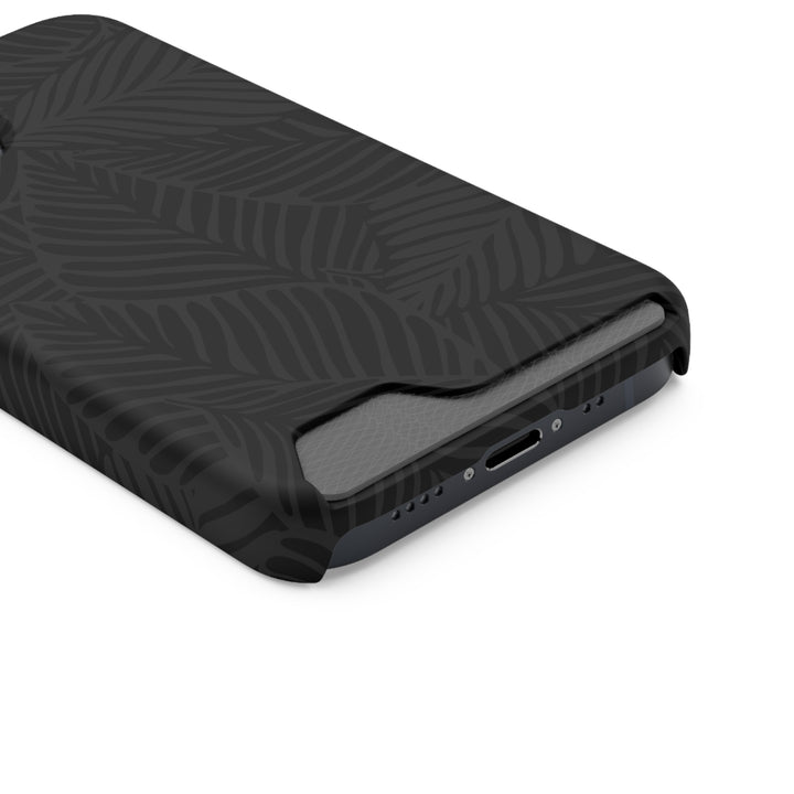 Black Leaf Cardholder Phone Case – Slim & Durable Design