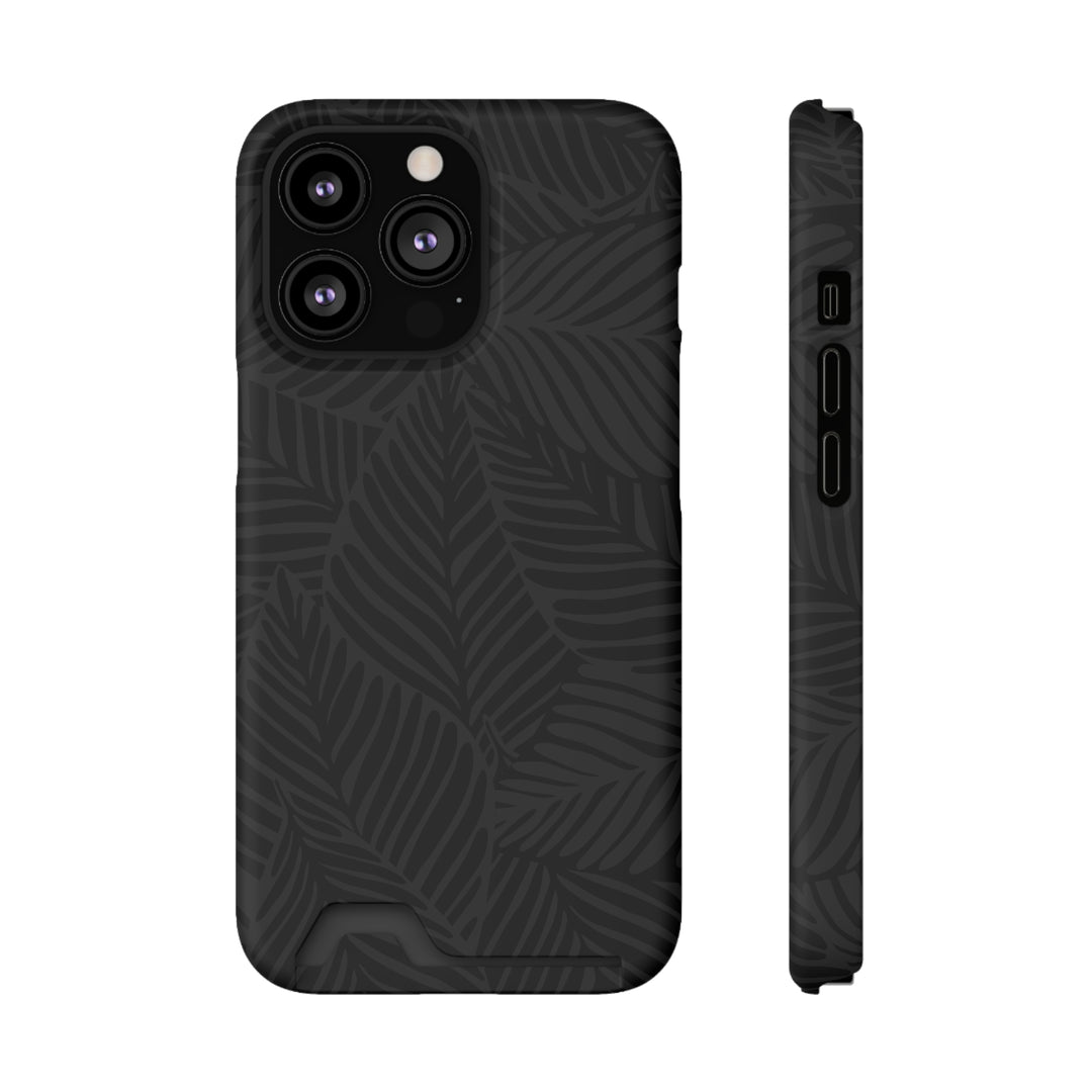 Black Leaf Cardholder Phone Case – Slim & Durable Design