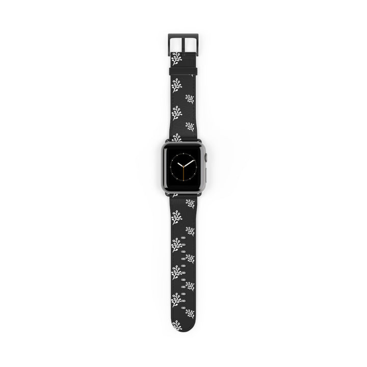 Elegant Floral Faux Leather Watch Band for Apple Watch