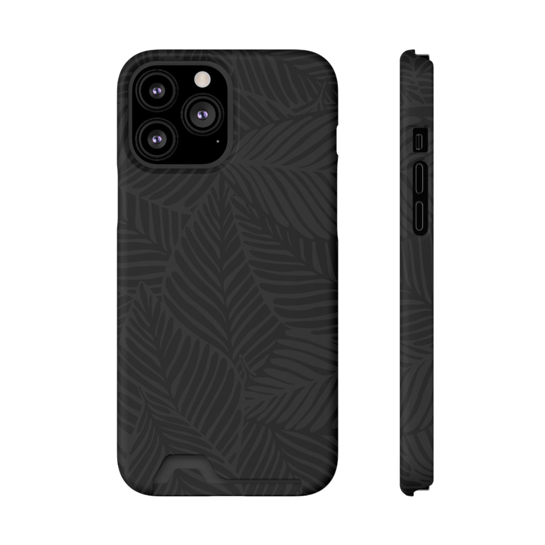 Black Leaf Cardholder Phone Case – Slim & Durable Design