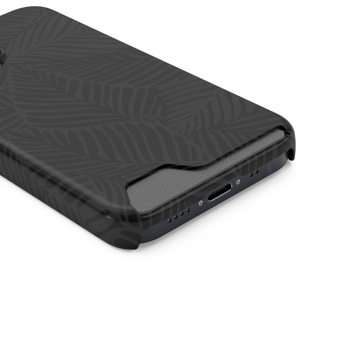 Black Leaf Cardholder Phone Case – Slim & Durable Design