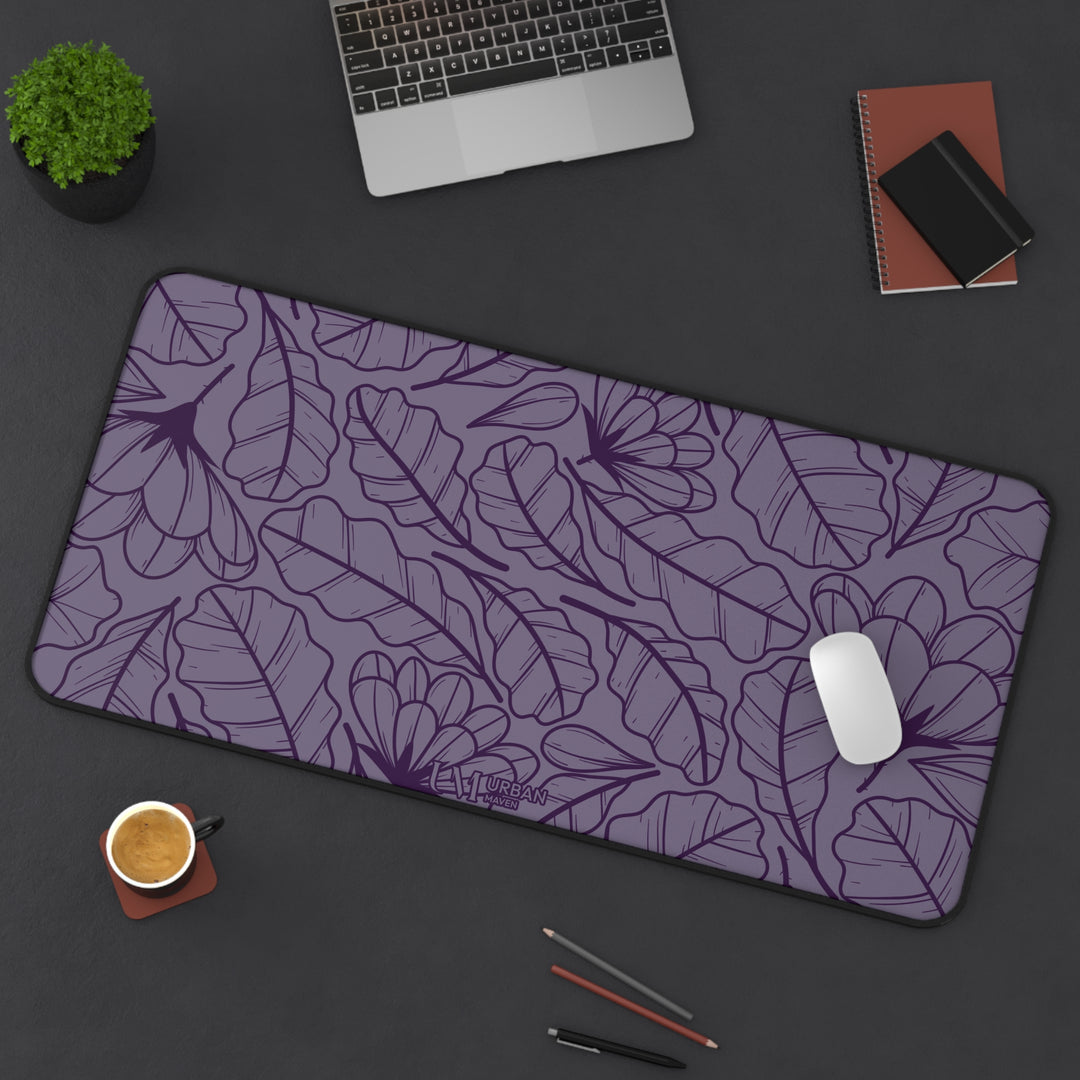 Urban Maven Desk Mat - Purple Tropical Leaf Design