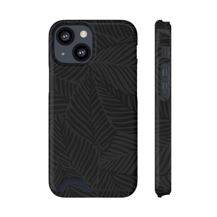 Black Leaf Cardholder Phone Case – Slim & Durable Design