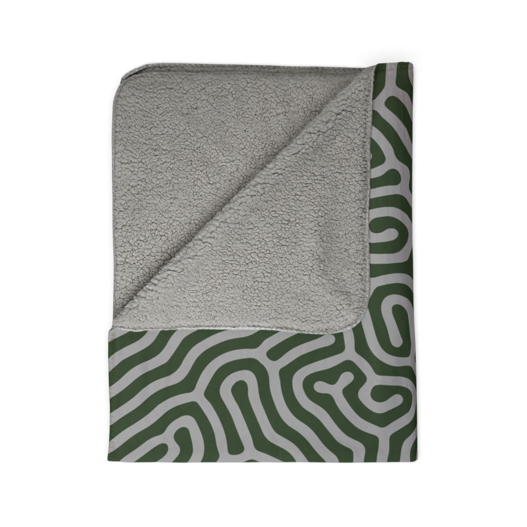 Olive Maze Sherpa Blanket