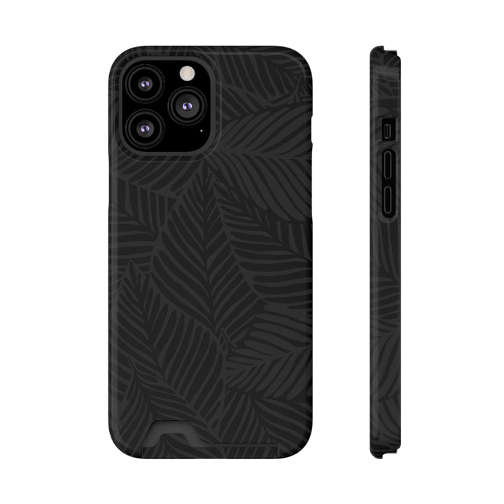 Black Leaf Cardholder Phone Case – Slim & Durable Design