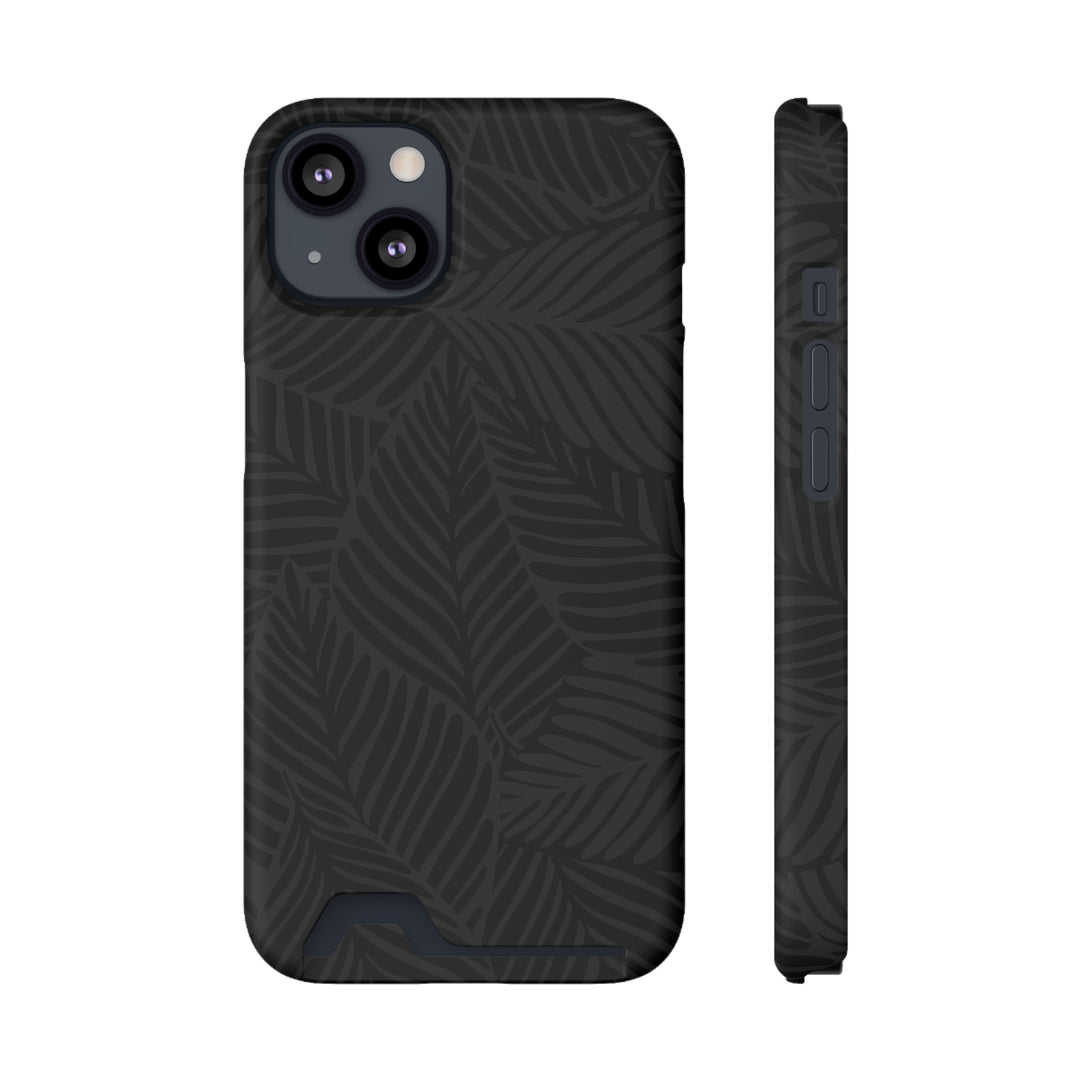 Black Leaf Cardholder Phone Case – Slim & Durable Design