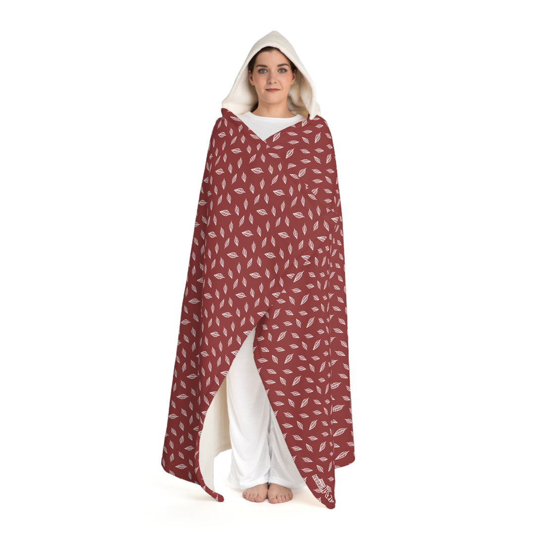 Sherpa Hooded Blanket - Leaf Pattern Design